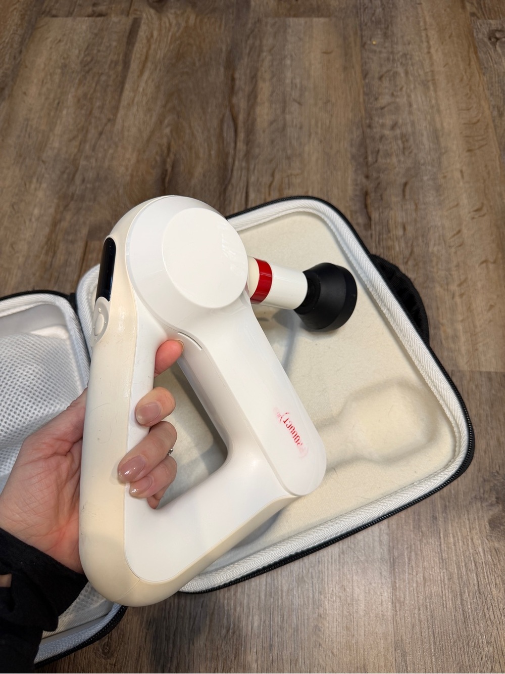 White Theragun Massage Gun with Travel Case - Picture 4 of 5